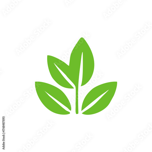 Flat Green Leaf Icon Collection Representing Nature, Ecology, and Fresh Organic Design Elements for Vector Illustration Use
