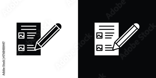 Storyboard icon in solid silhouette set. Vector Illustration.