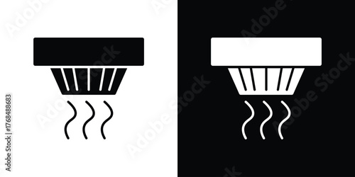 Smoke detector icon in solid silhouette set. Vector Illustration.