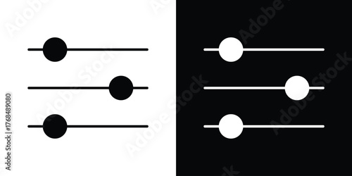 Settings sliders icon in solid silhouette set. Vector Illustration.