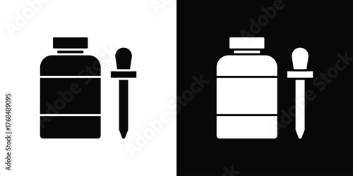 Serum icon in solid silhouette set. Vector Illustration.