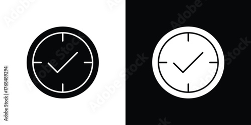 Save time icon in solid silhouette set. Vector Illustration.
