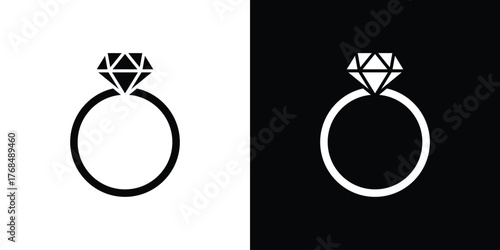 Ring icon in solid silhouette set. Vector Illustration.