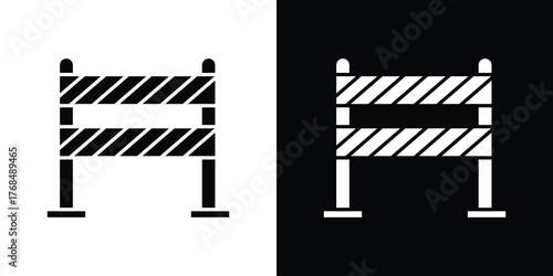 Roadblock icon in solid silhouette set. Vector Illustration.