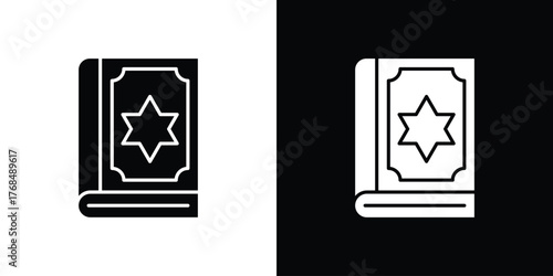 Quran book icon in solid silhouette set. Vector Illustration.