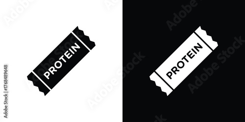 Protein bar icon in solid silhouette set. Vector Illustration.