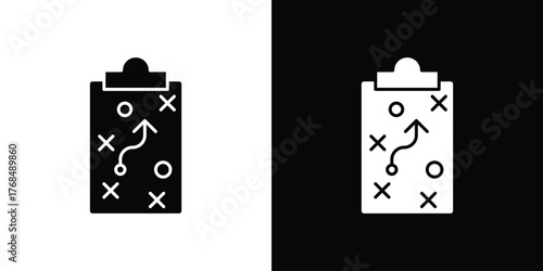 Planning icon in solid silhouette set. Vector Illustration.