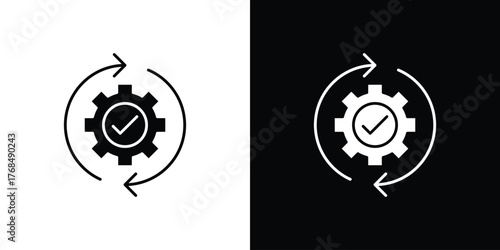 Optimization icon in solid silhouette set. Vector Illustration.