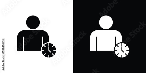 Office hours icon in solid silhouette set. Vector Illustration.