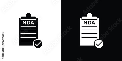 NDA icon in solid silhouette set. Vector Illustration.