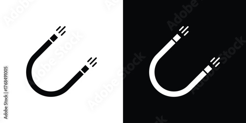 Magnet icon in solid silhouette set. Vector Illustration.