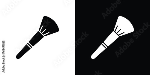 Makeup brush icon in solid silhouette set. Vector Illustration.