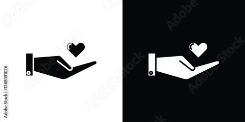 Love icon in solid silhouette set. Vector Illustration.