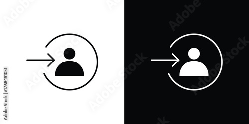 Login icon in solid silhouette set. Vector Illustration.