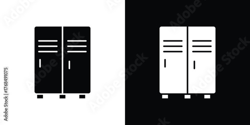 Locker icon in solid silhouette set. Vector Illustration.