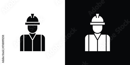 Labour icon in solid silhouette set. Vector Illustration.