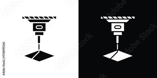 Laser machine icon in solid silhouette set. Vector Illustration.