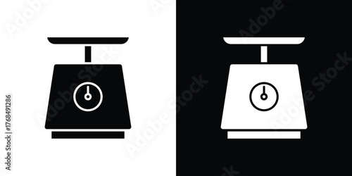 Kitchen scales icon in solid silhouette set. Vector Illustration.