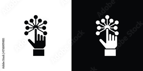 Interaction icon in solid silhouette set. Vector Illustration.