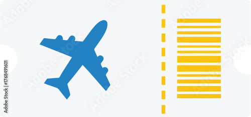 Blue airplane ticket with barcode for travel and tourism vector