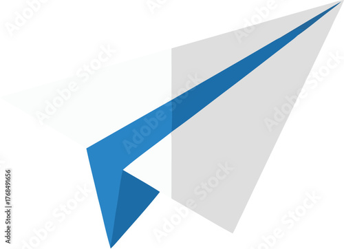 Minimalist blue paper airplane flying high abstract vector