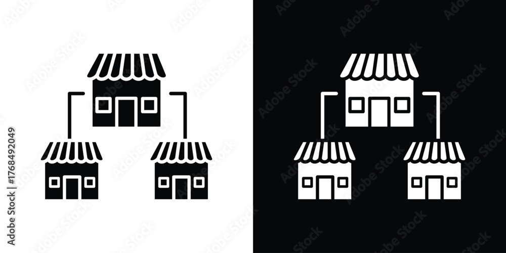 Obraz premium Franchise icon in solid silhouette set. Vector Illustration.