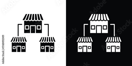 Franchise icon in solid silhouette set. Vector Illustration.