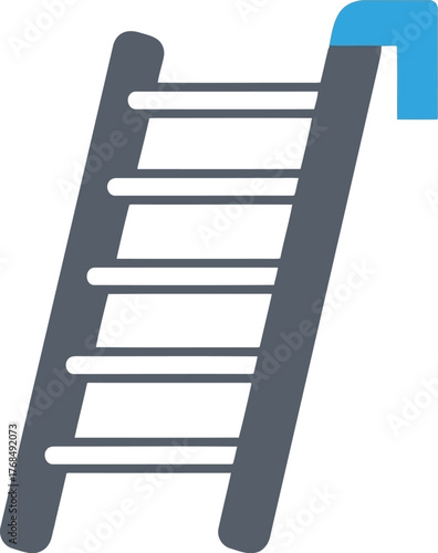 Simple wooden ladder ascending towards blue element success concept vector