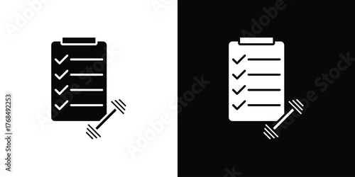 Fitness plan icon in solid silhouette set. Vector Illustration.
