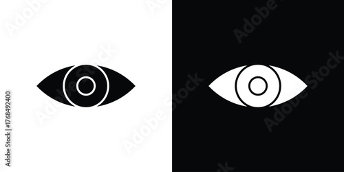 Eye icon in solid silhouette set. Vector Illustration.