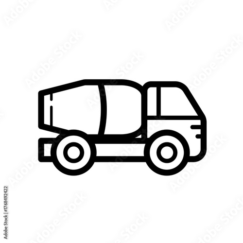 Concrete mixer truck - line vector icon