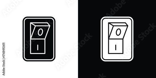 Electric switch icon in solid silhouette set. Vector Illustration.