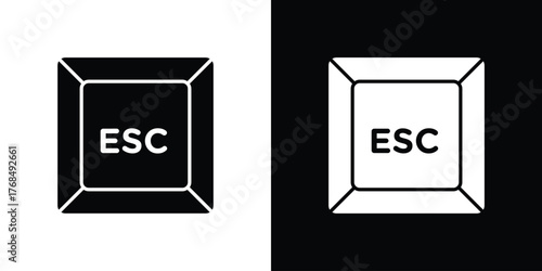Esc icon in solid silhouette set. Vector Illustration.