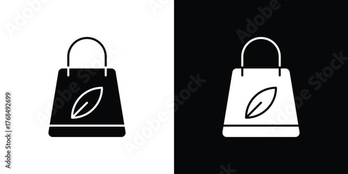 Eco bag icon in solid silhouette set. Vector Illustration.
