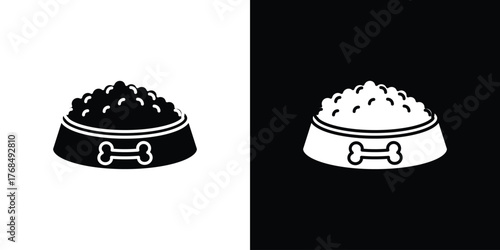 Dog food icon in solid silhouette set. Vector Illustration.