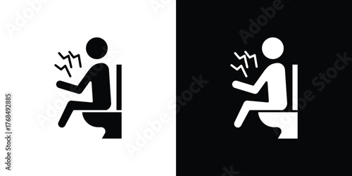Diarrhea icon in solid silhouette set. Vector Illustration.