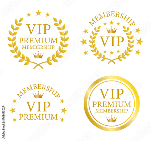 リースモチーフと星飾りを組み合わせたVIPメンバー用ゴールドバッジセット