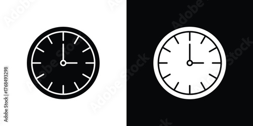 Clock icon in solid silhouette set. Vector Illustration.