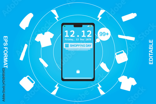 Flatten Image Smartphone Shopping day EPS Format