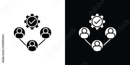 CRM icon in solid silhouette set. Vector Illustration.