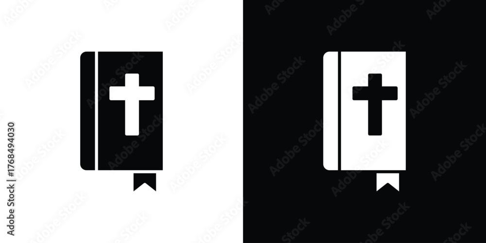 Naklejka premium Bible icon in solid silhouette set. Vector Illustration.