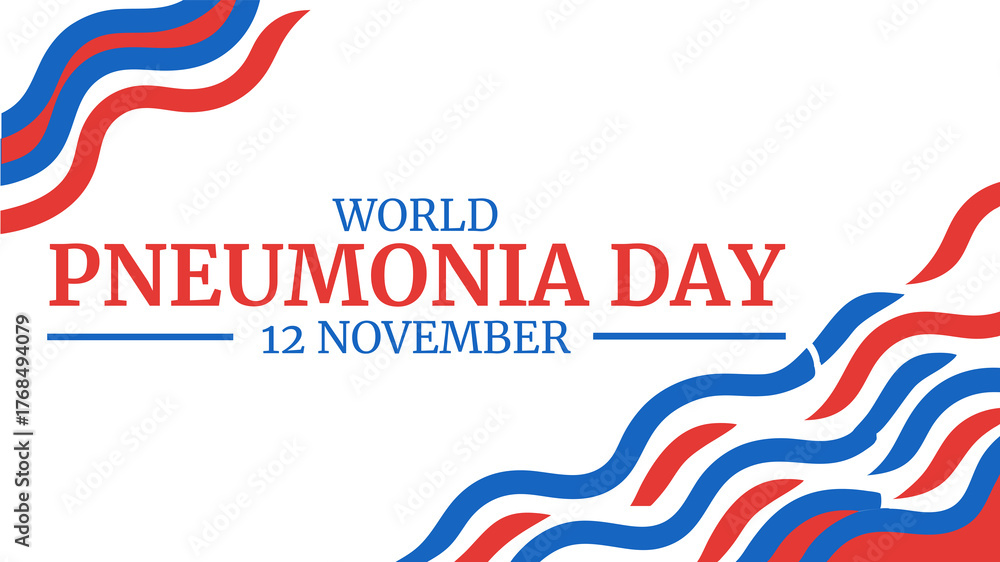 Obraz premium Minimal white background banner for World Pneumonia Day with professional and supportive layout