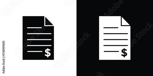 Billing icon in solid silhouette set. Vector Illustration.