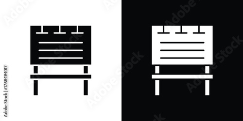Billboard icon in solid silhouette set. Vector Illustration.