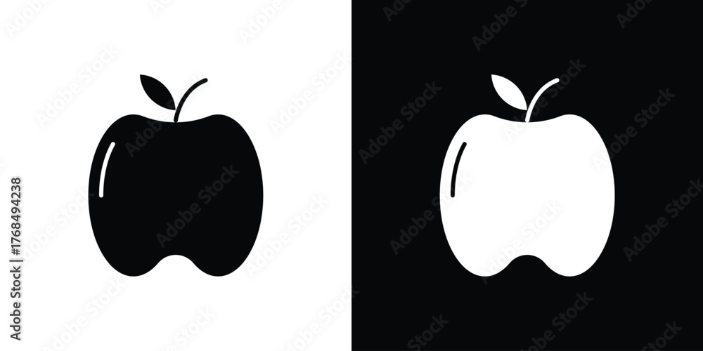 Fototapeta premium Apple icon in solid silhouette set. Vector Illustration.