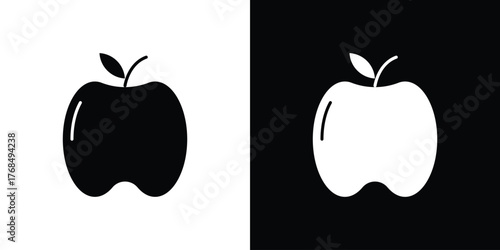 Apple icon in solid silhouette set. Vector Illustration.