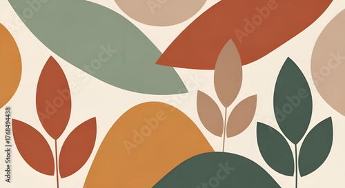 Abstract Terracotta Shapes Landscape Minimalist Vector