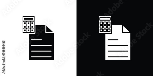 Accounting icon in solid silhouette set. Vector Illustration.