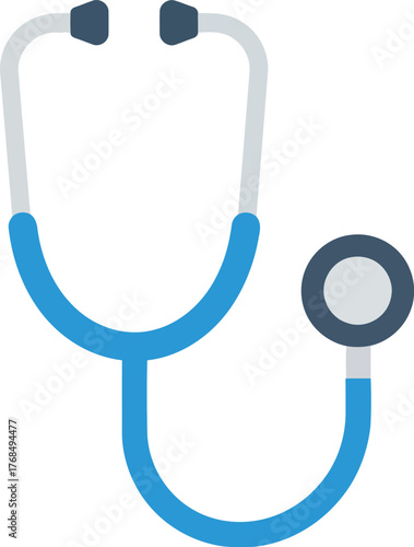 Blue stethoscope medical health care icon flat vector art vector