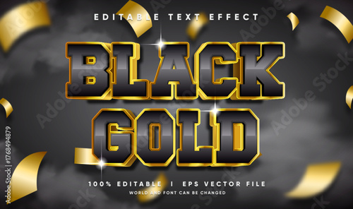 black gold 3d vector text effect